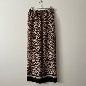 Leopard Print Wide Leg Satin Pants